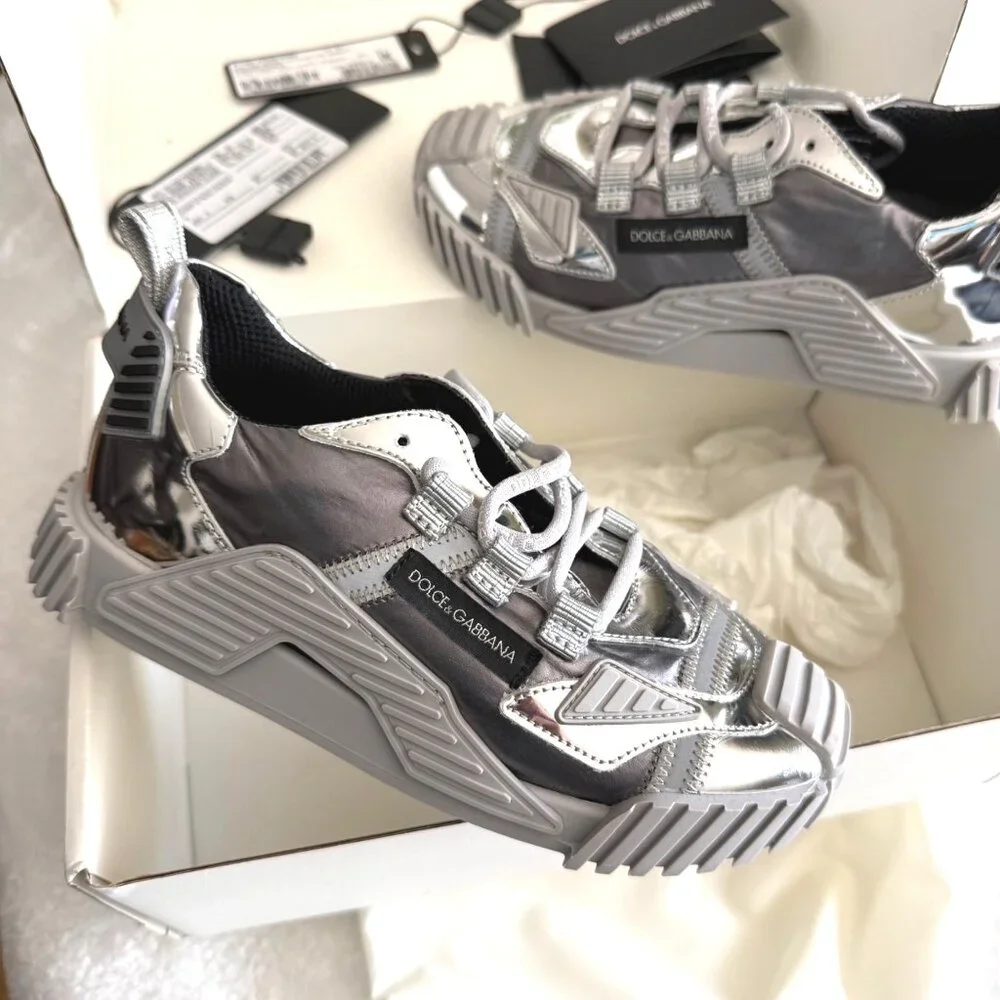 D&G Dolce & Gabbana‎ kid boy sneakers silver size 31 Argento D11021 $575